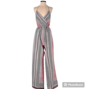Fire Los Angeles Elastic Waist Wide Leg Halter Feminine Jumpsuit Size Small